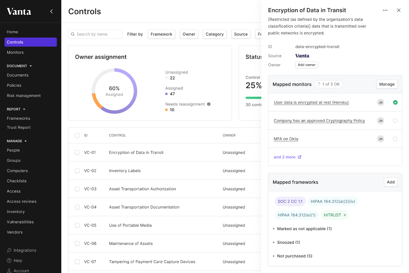 Vanta Dashboard
